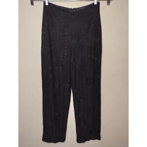 Carmen Marc Valvo Black Beaded Dress Pants Formal Cocktail